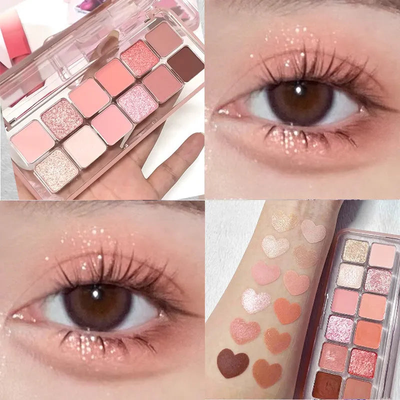 Creative Home 12 colour eye shadow palette showing Peach Apple and Cherry Plum shades