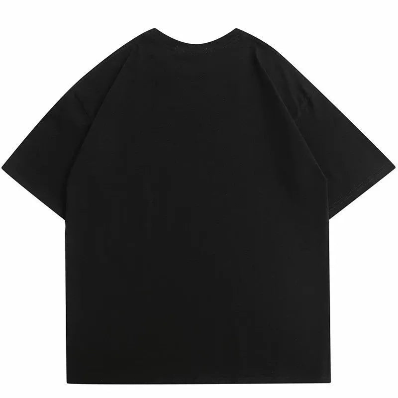 Men's black cotton T-shirt with white Y2g vicinity printing in artistic retro Chinese style