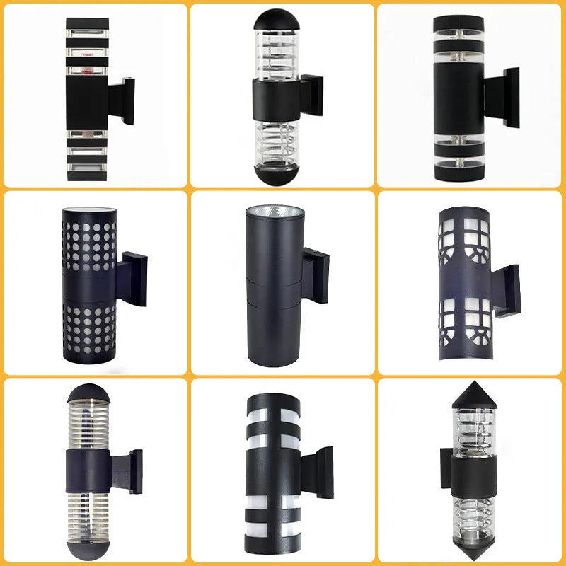 Outdoor waterproof wall lamp double head up and down aluminium E27 holder 312mm height