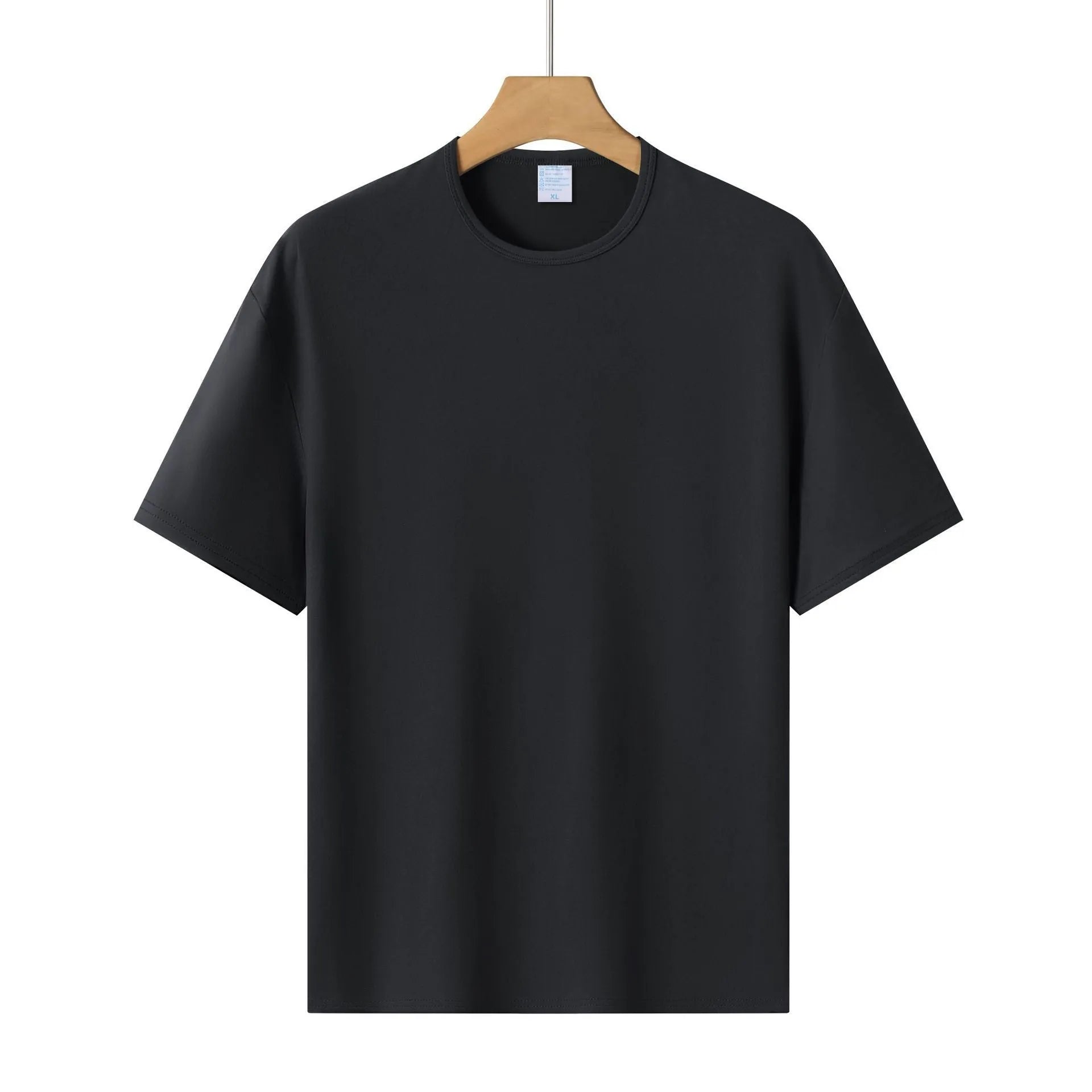 Modal solid colour loose fit short-sleeved T-shirt on hanger, showing apricot colour option.