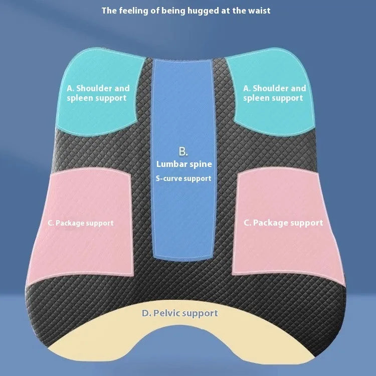 Grey lumbar support cushion for office chairs, size 40x40x8cm