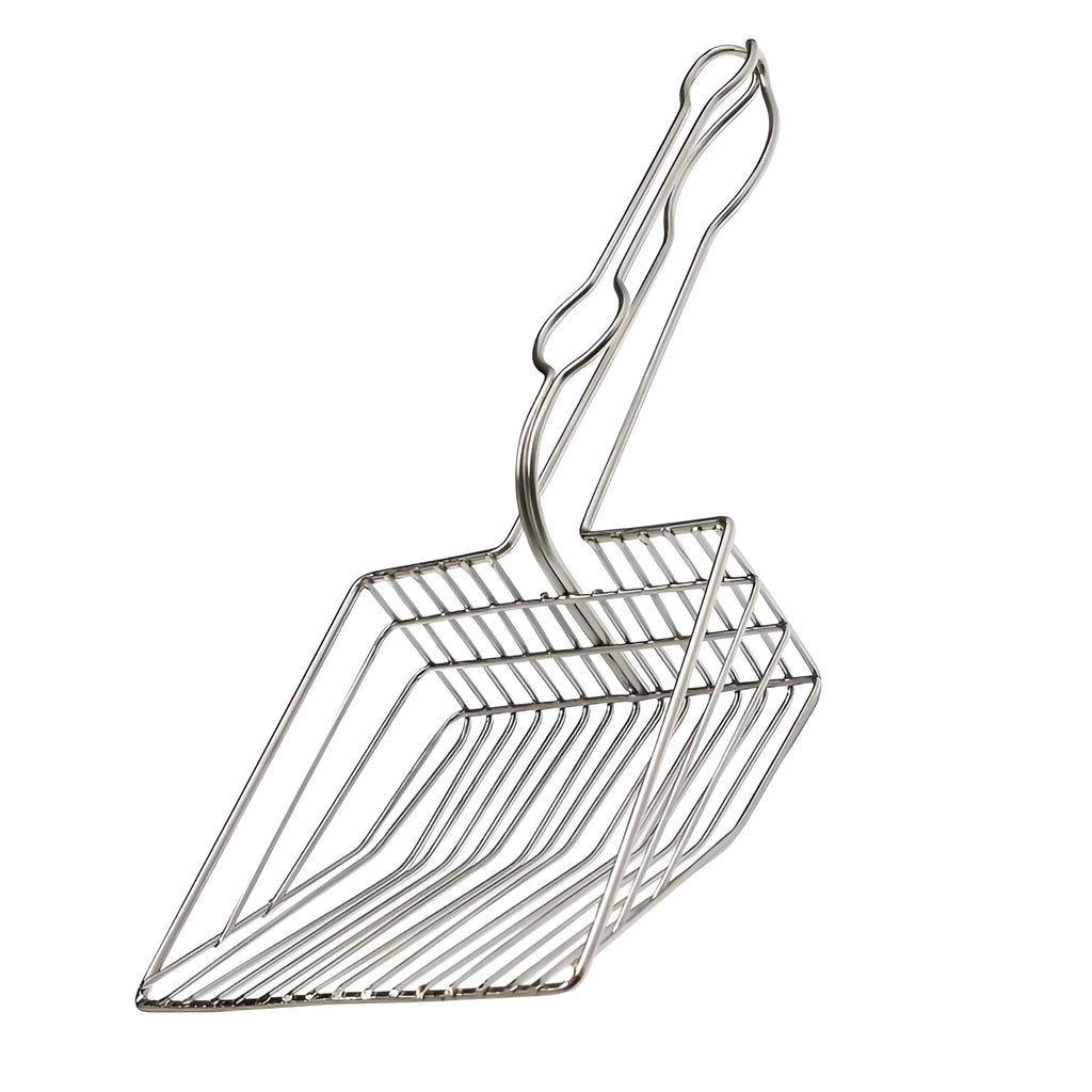 Instantaneous filter cat litter scoop with large metal shovel head and PVC handle for pet cleaning