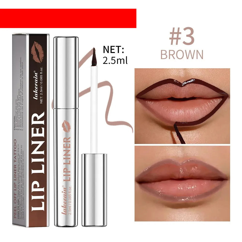 Matte finish pointed toe lip liner pencil shown in four colour shades