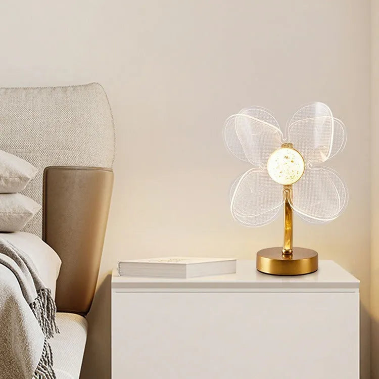 Creative acrylic table lamp with three-colour USB dimming in sunflower design