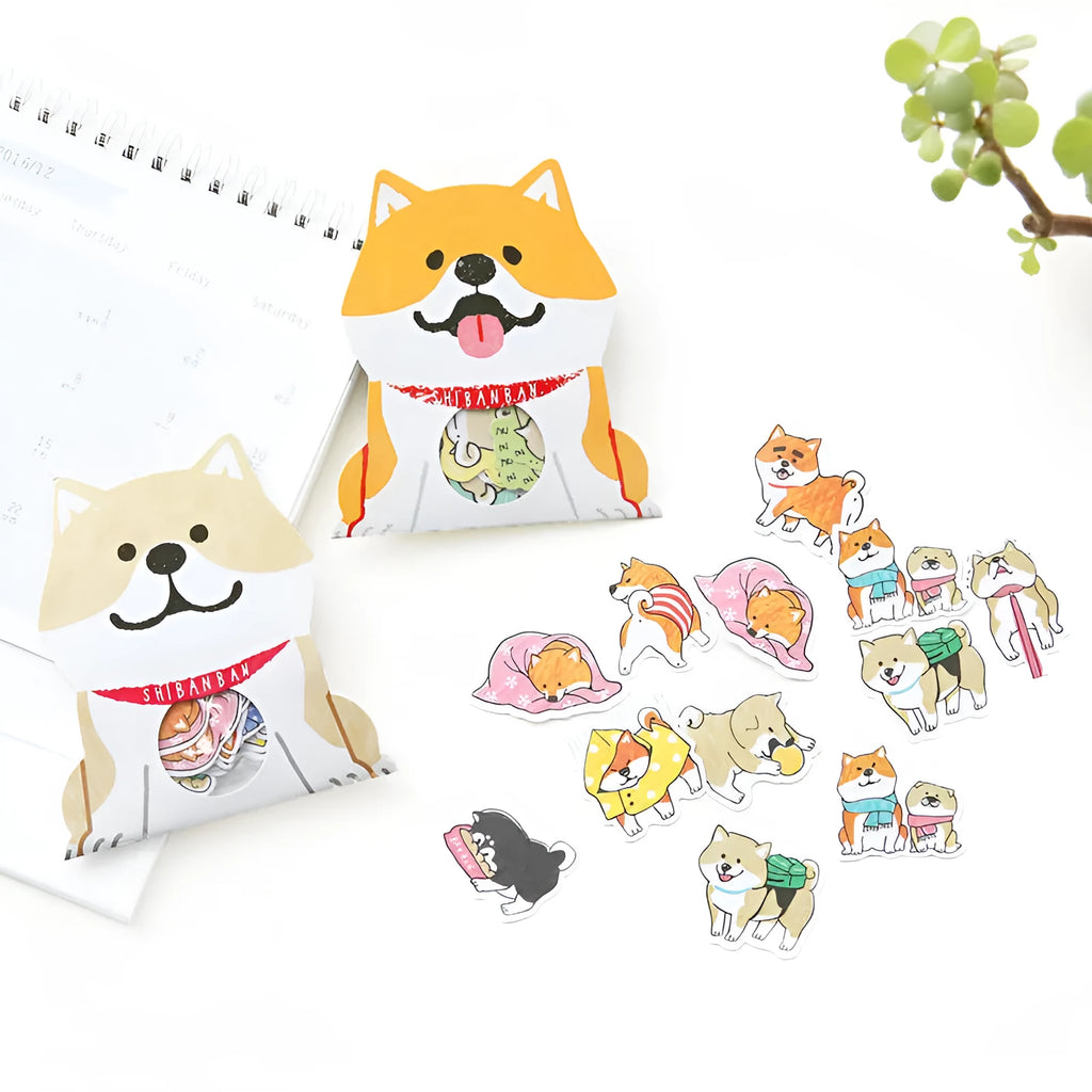 Pack of irregular shaped dog stickers in black, light brown, orange, and 78491 colours for hand account decoration.