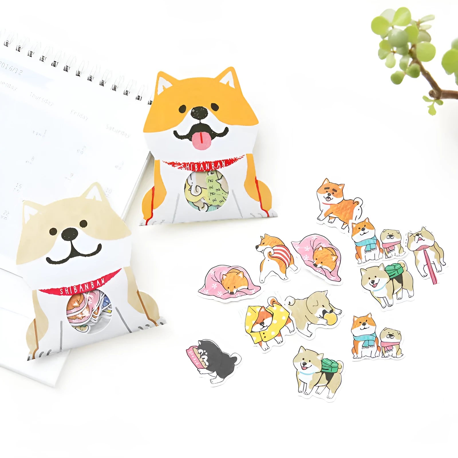 Pack of irregular shaped dog stickers in black, light brown, orange, and 78491 colours for hand account decoration.