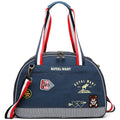 Blue denim Japanese-style pet diaper bag with cartoon pattern, dimensions 43×20×30cm