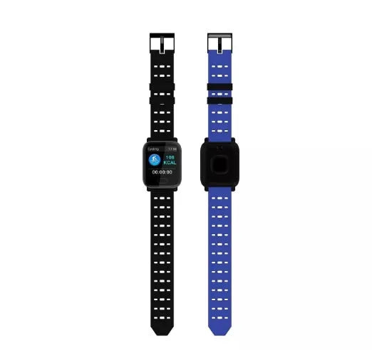 A6 smart bracelet in blue silicone strap with 1.3-inch colour screen on wrist