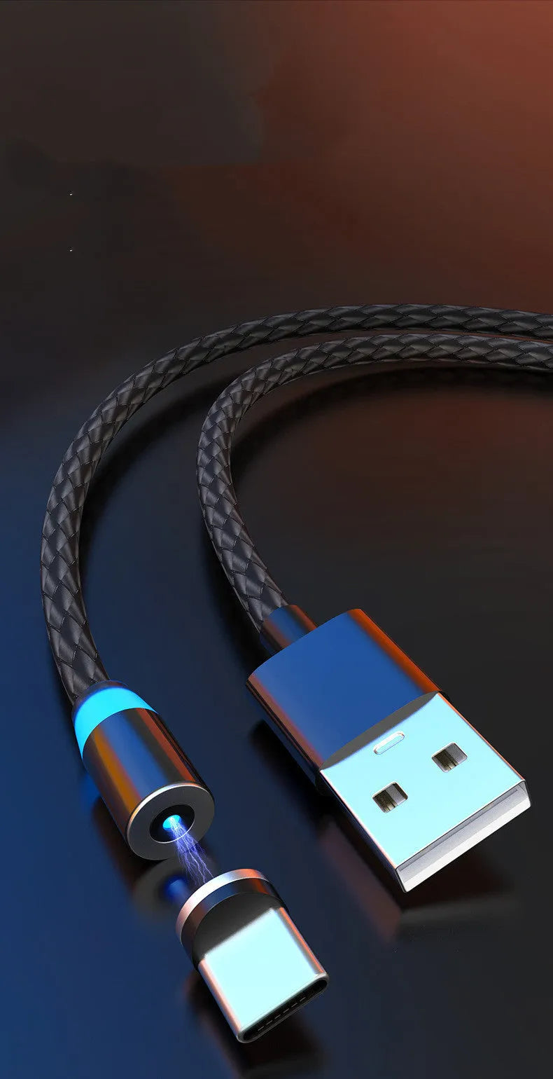 Magnetic mobile phone charging cable with glowing LED light in various colour options