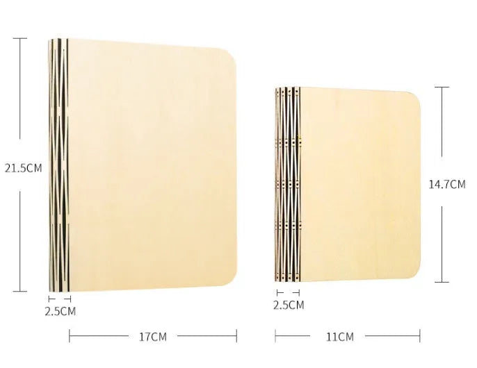 Solid wood USB book light in three size options with white and warm white light settings