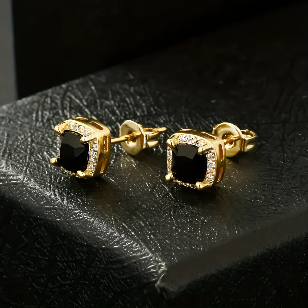 Gold-plated square retro drop earrings in colour selection