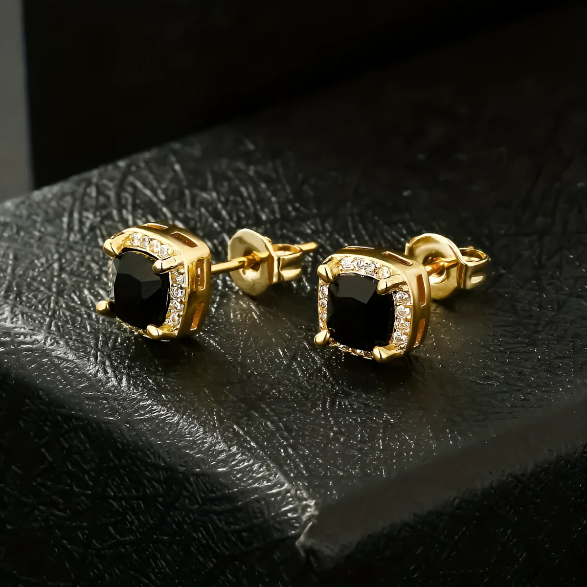 Gold-plated square retro drop earrings in colour selection