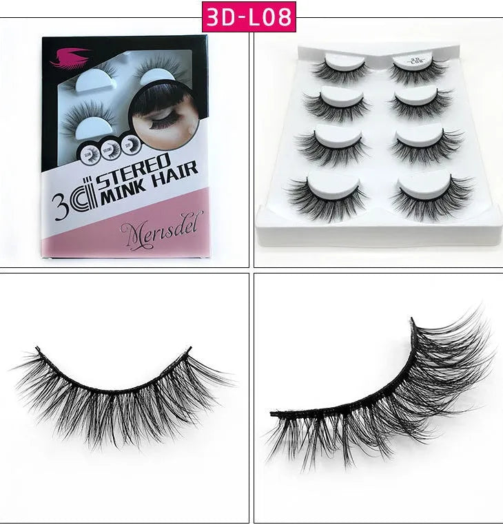 3D false eyelashes handmade from imported fiber with wispy design in L01 style