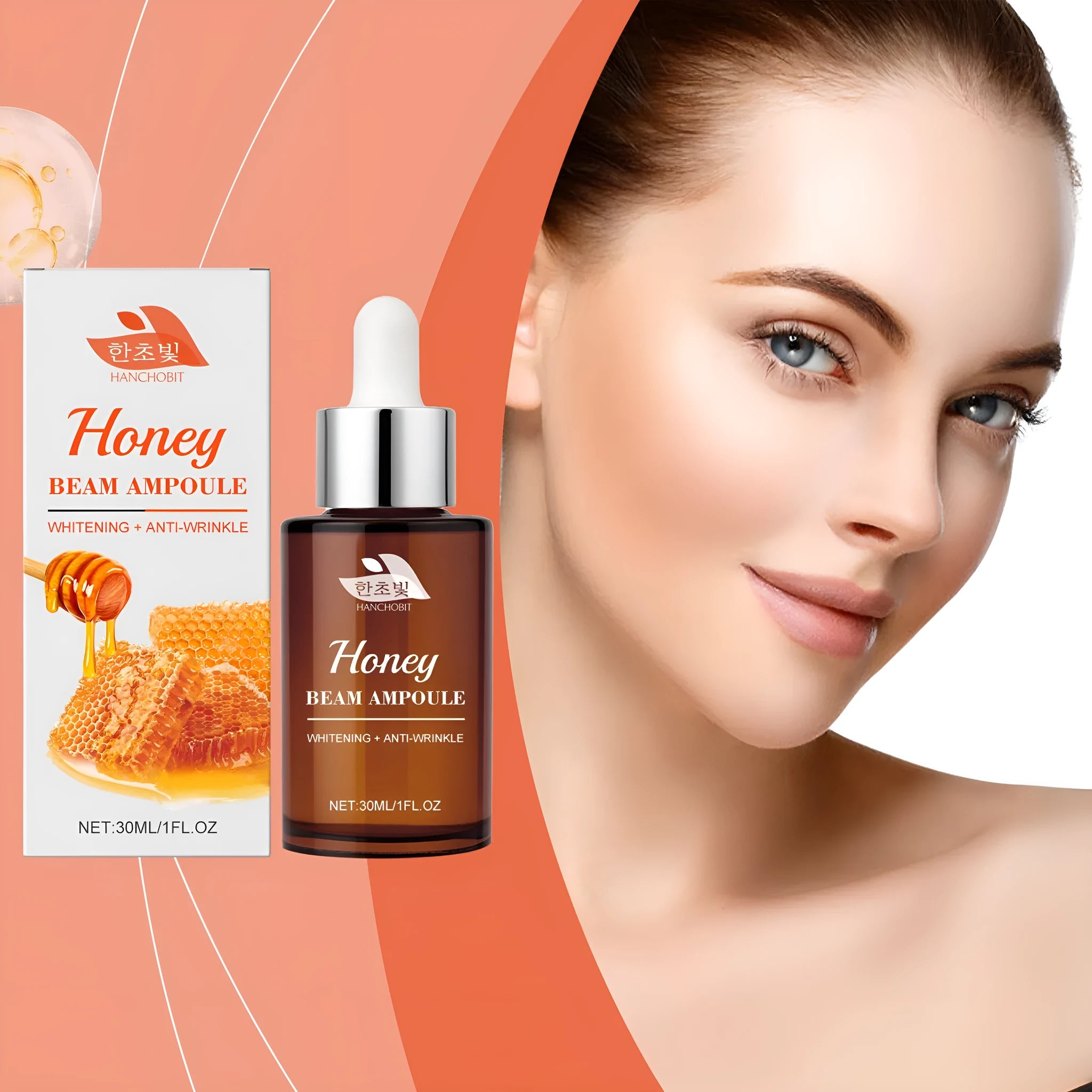 30ml bottle of skin tone moisturising facial liquid with honey and botanical extracts
