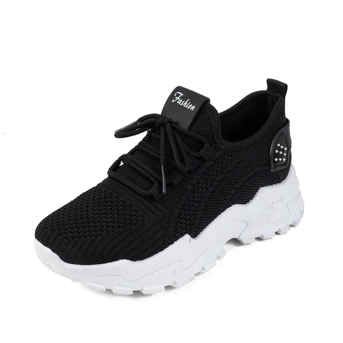 Women's Flyknit mesh casual shoes with lace-up front and plastic sole in multiple colour options