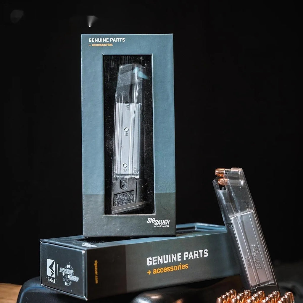 Transparent tactical power bank with decorative bullet clips showing 3500mAh PD3.0 charging