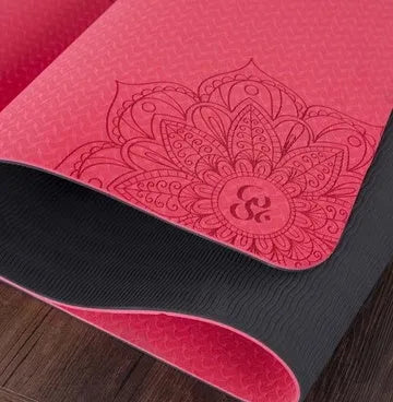 Two-colour TPE non-slip yoga mat 183cm x 61cm 6mm thick in blue