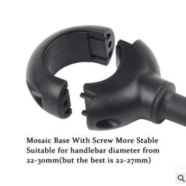 Black bicycle rearview mirror with hose adjustment system attached to handlebar