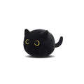 Fluffy black cat plush toy stuffed animal pillow cushion on a neutral background