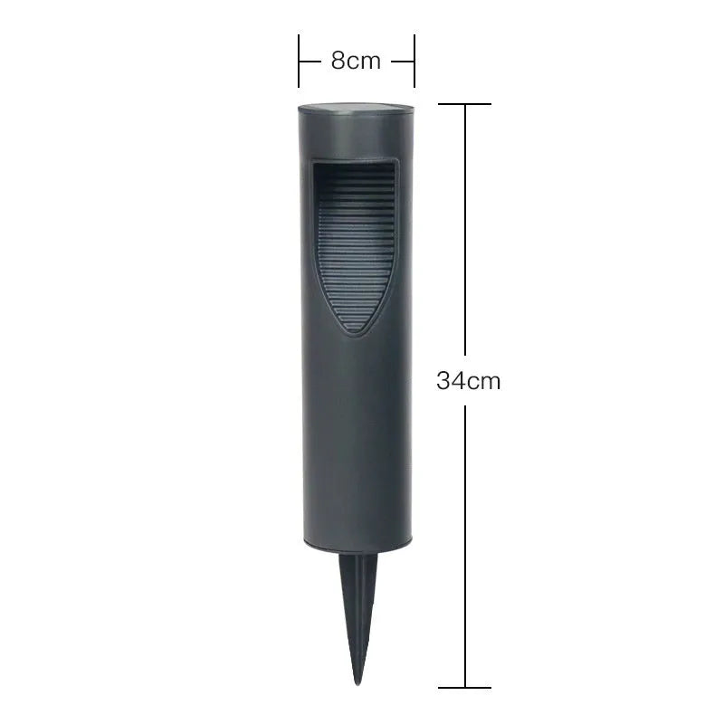 Black geometric abstract art solar garden light with stainless steel construction, 30cm tall