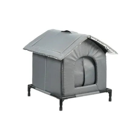 Gray waterproof cloth cat nest with upgraded hanging bracket for outdoor winter use, available in multiple sizes
