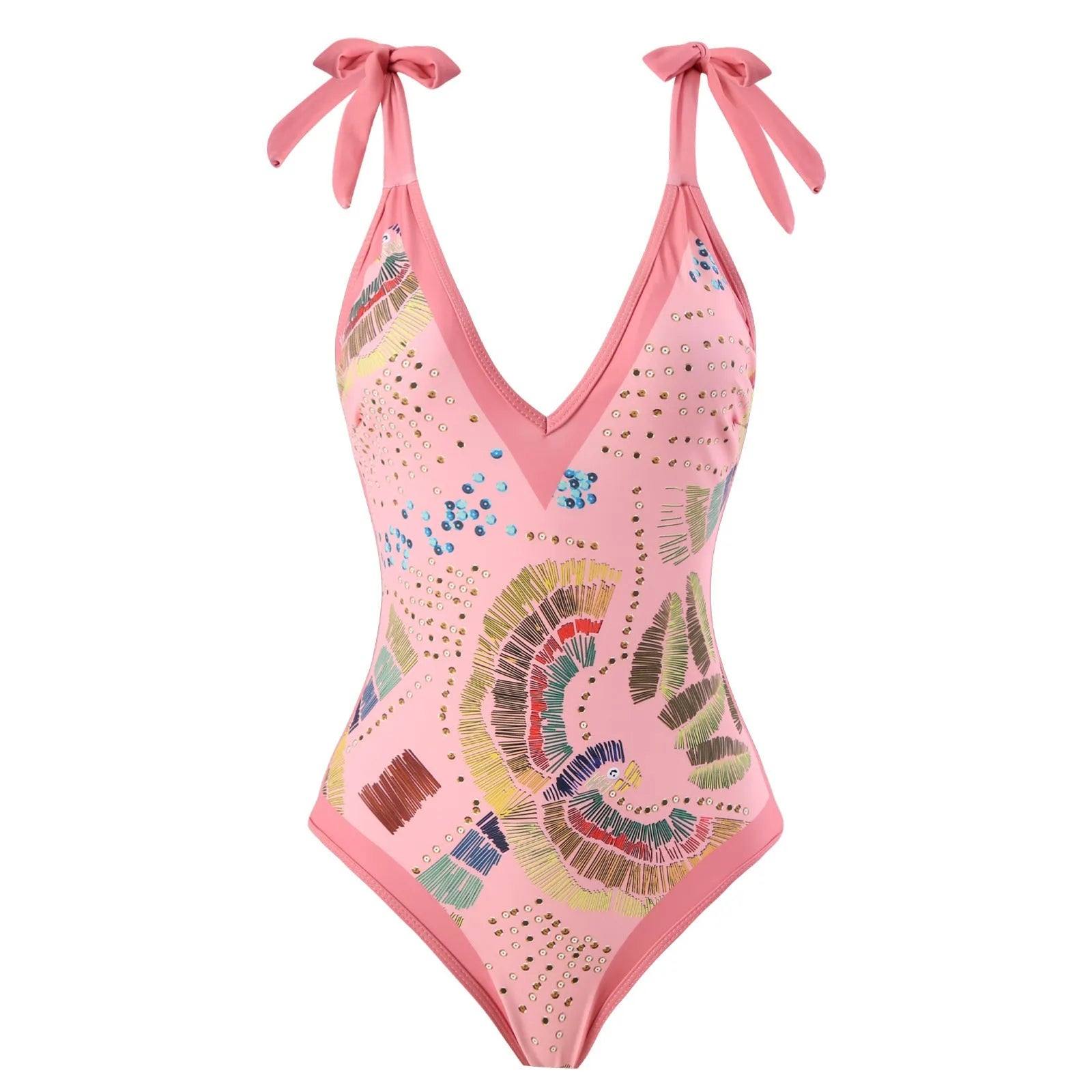 Blue French retro one-piece swimsuit with detachable gauze skirt showing backless design