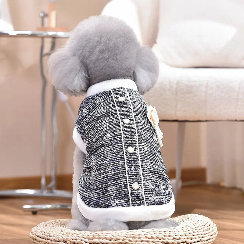 Black PU leather sausage jacket for cats on small breed feline