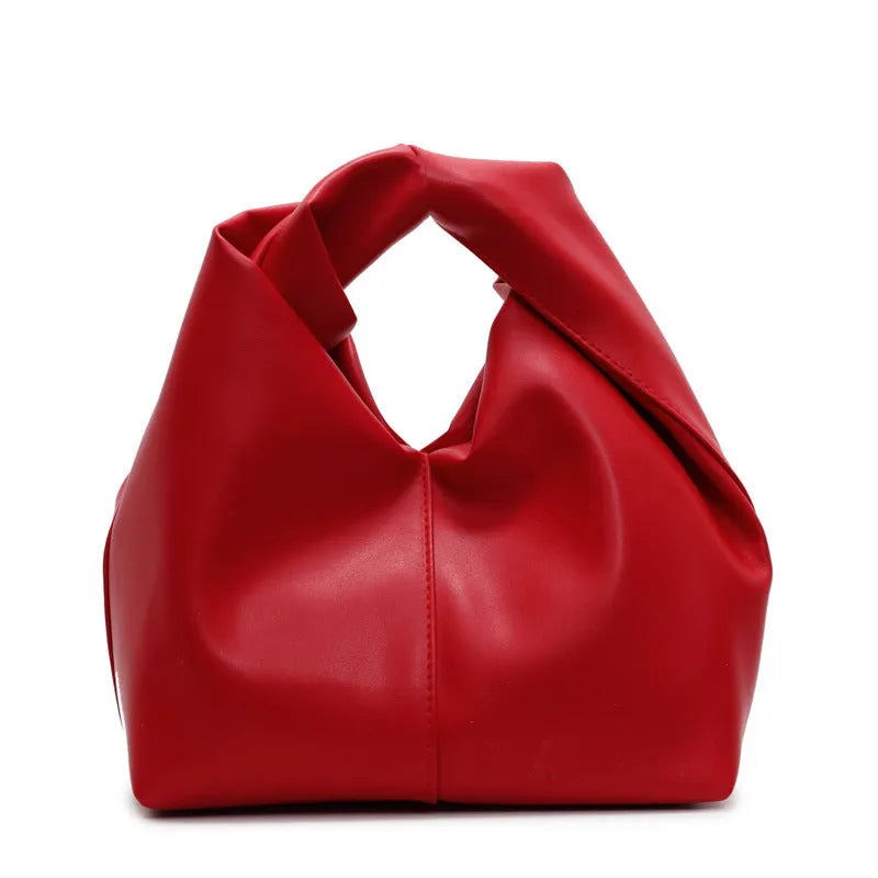 PU leather women's casual handbag in dumpling shape with internal organiser compartments