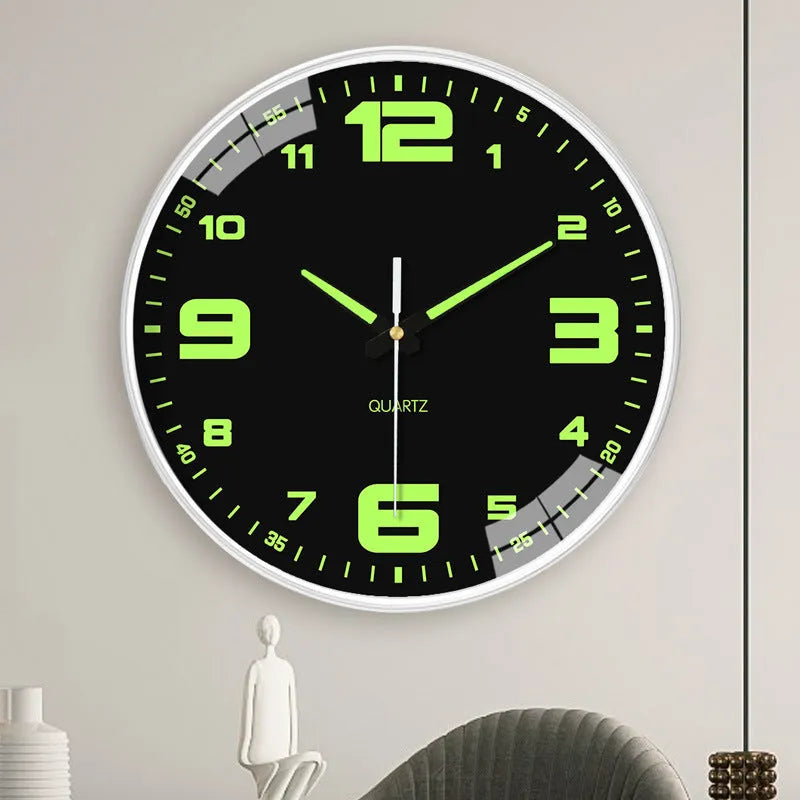 8 inch diameter luminous wall clock with modern design and plastic casing
