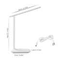 White plastic bedside lamp with touch dimming control and USB charging port