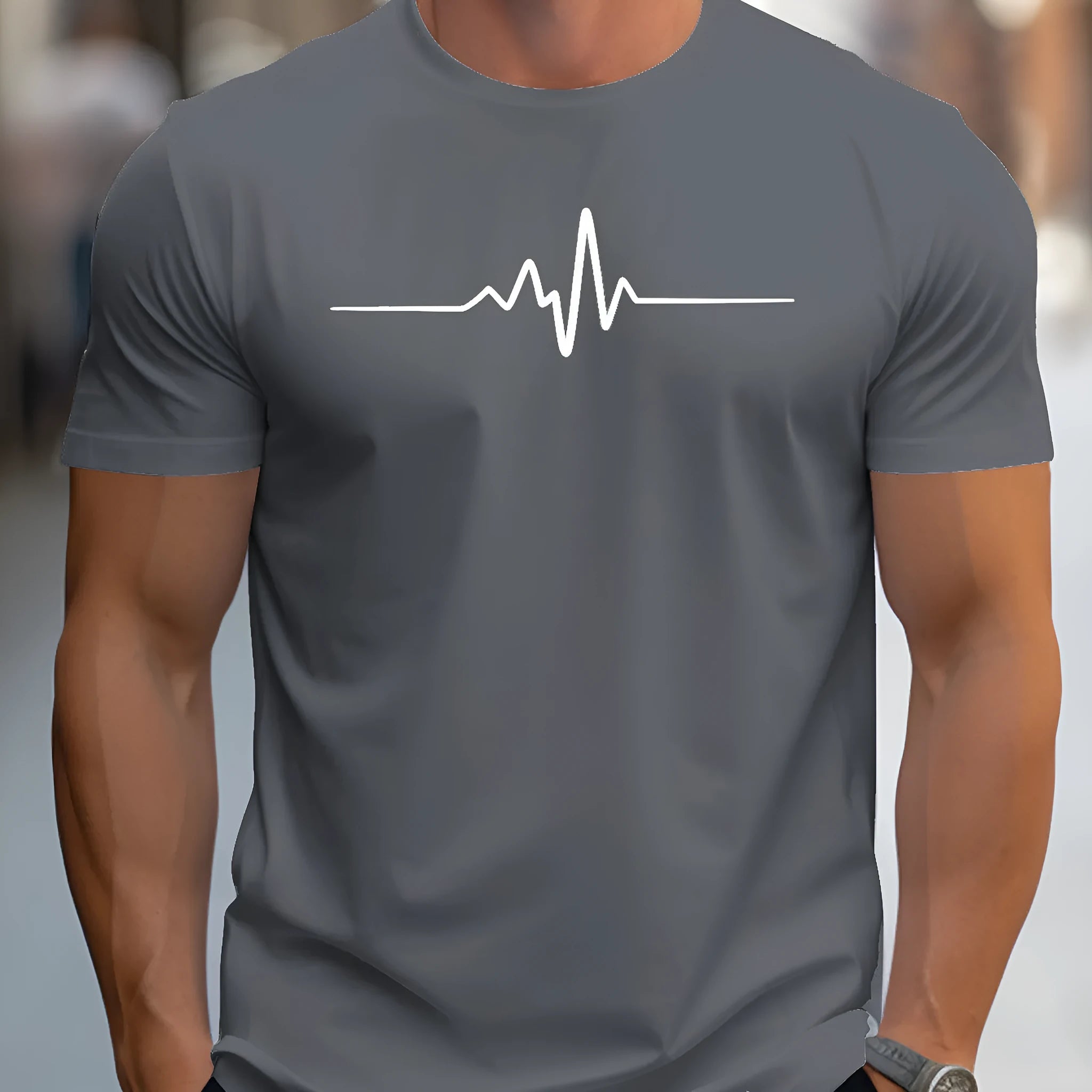 Men's loose fit 3D style t-shirt with printed letter patterns in short sleeve summer design