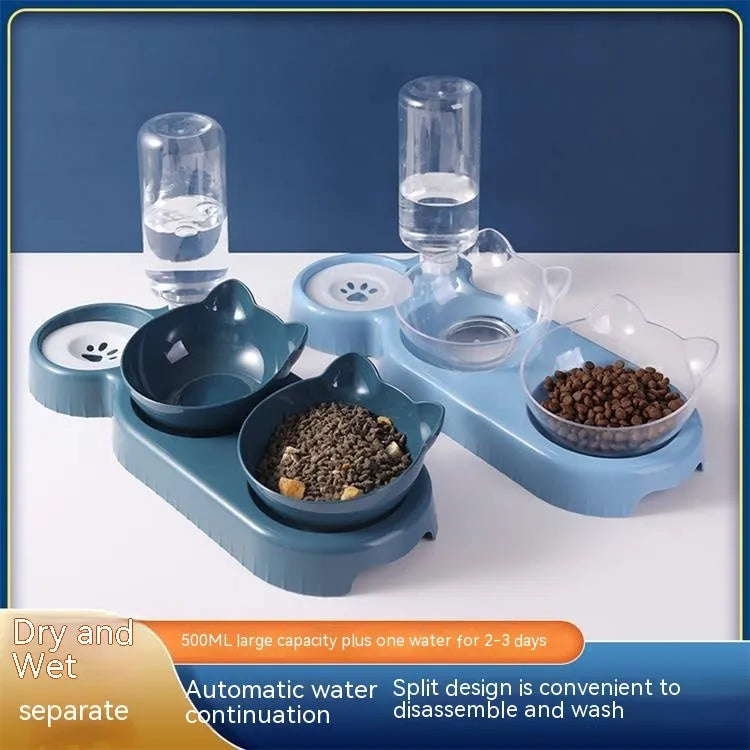 Anti-tumble snail-shaped cat bowl in dark blue, pink, or haze blue, pet tableware for cats