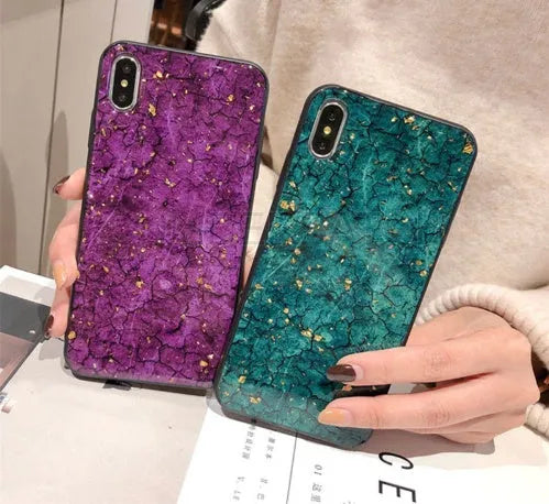 Gold foil epoxy mystery purple silicone phone case for smartphones
