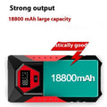 Red 12V car emergency jump starter power bank with battery clamps