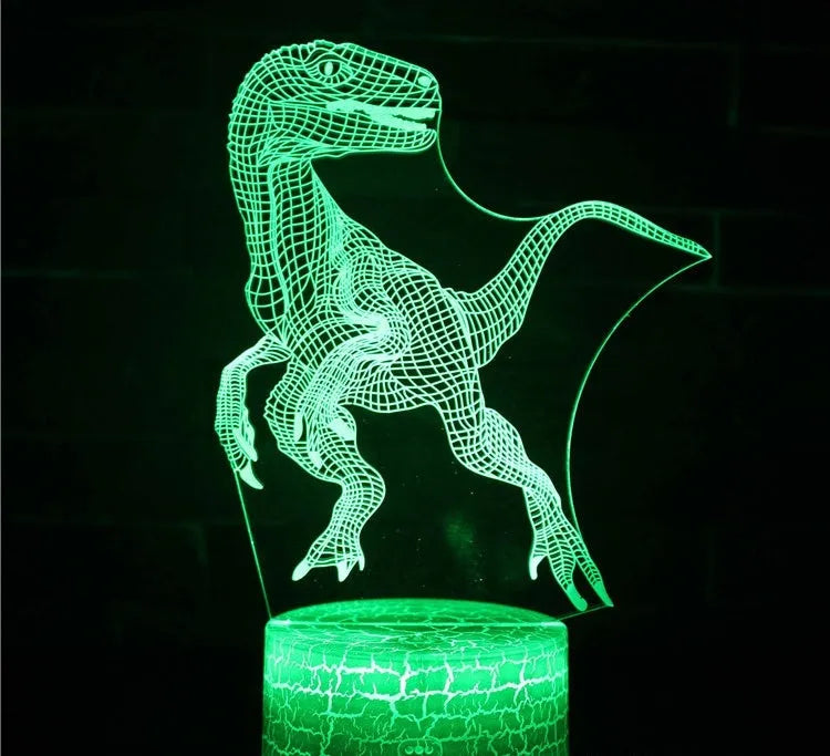 Dinosaur touch seven-color night light with acrylic shade and USB power cable