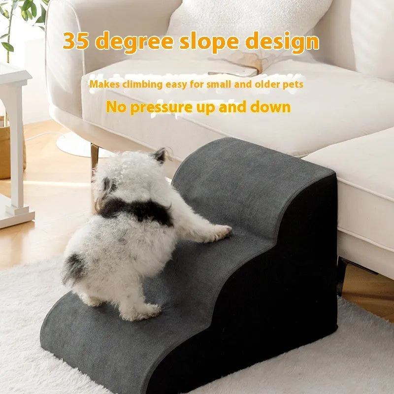 Wooden pet stairs with removable fabric cover in choice of colours and heights