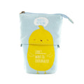 Round Korean-style canvas pencil case with cartoon animal prints measuring 19x7.5x12.5cm