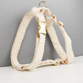 Pet wedding accessories set showing lace vest, floral collar, and adjustable leash for dogs