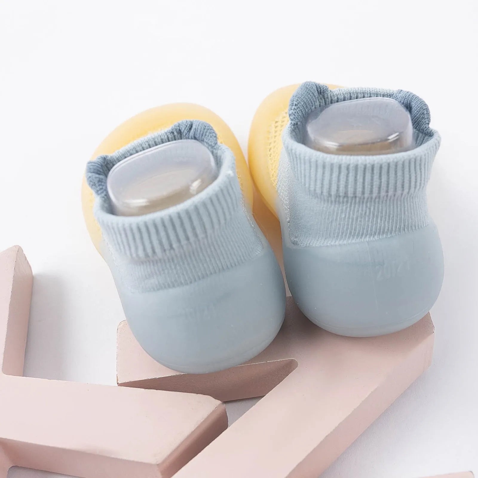 Baby infant toddler shoes with breathable mesh upper, rubber sole, round toe, available in blue