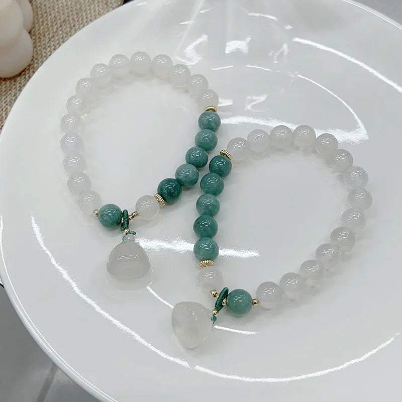 Women's retro Chinese style agate lotus seedpod bracelet with manual craftsmanship