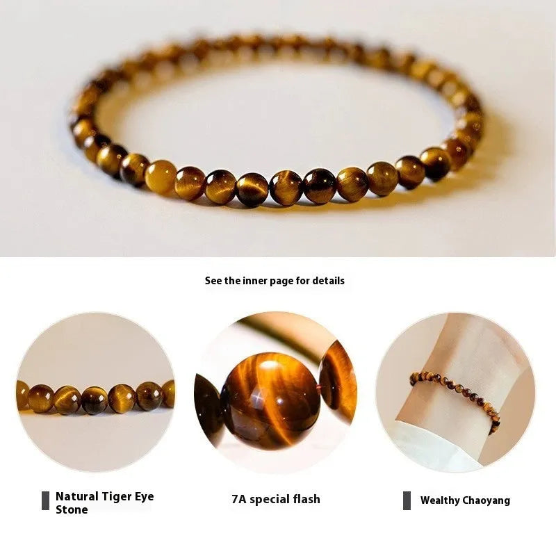 New Chinese style Tigereye bracelet with geometric round beads in 4mm, 6mm, or 8mm sizes