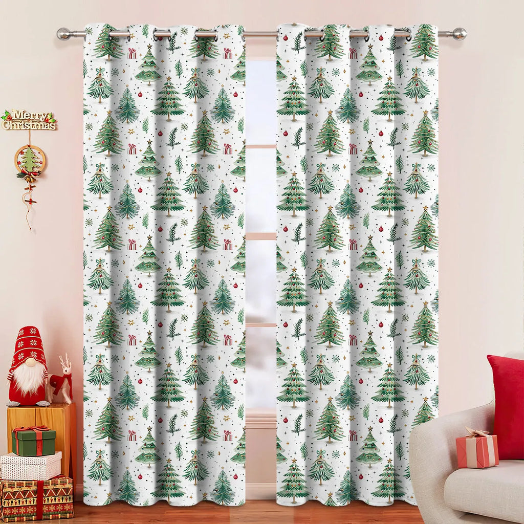 Christmas forest punching design polyester curtain showing decorative pattern and modern style