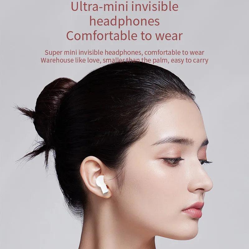 Rotatable wireless Bluetooth earphones in black, white, and pink colour options showing adjustable earpiece design
