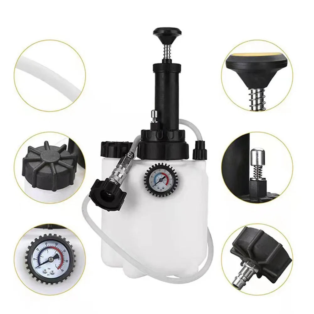 White 3-litre manual brake bleeder tank and fluid changer tool for cars