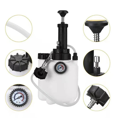White 3-litre manual brake bleeder tank and fluid changer tool for cars