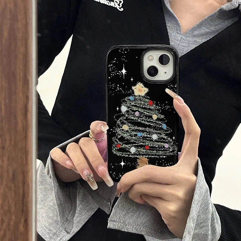 Feilin two-in-one mobile phone case with Christmas tree design in glossy finish for iPhone