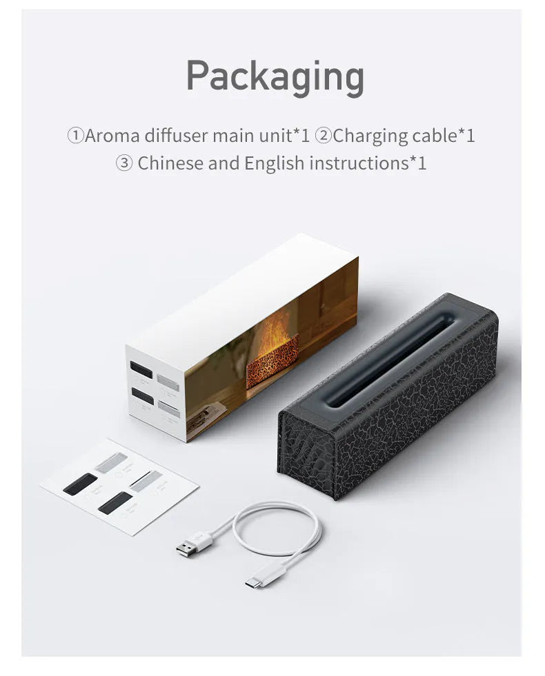 Square creative lava flame aroma diffuser and humidifier with colourful lighting on desktop