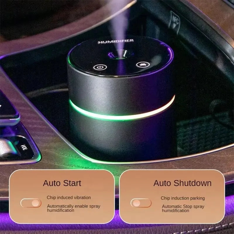 Aluminium car air humidifier and essential oil diffuser with 260ml capacity and USB cable