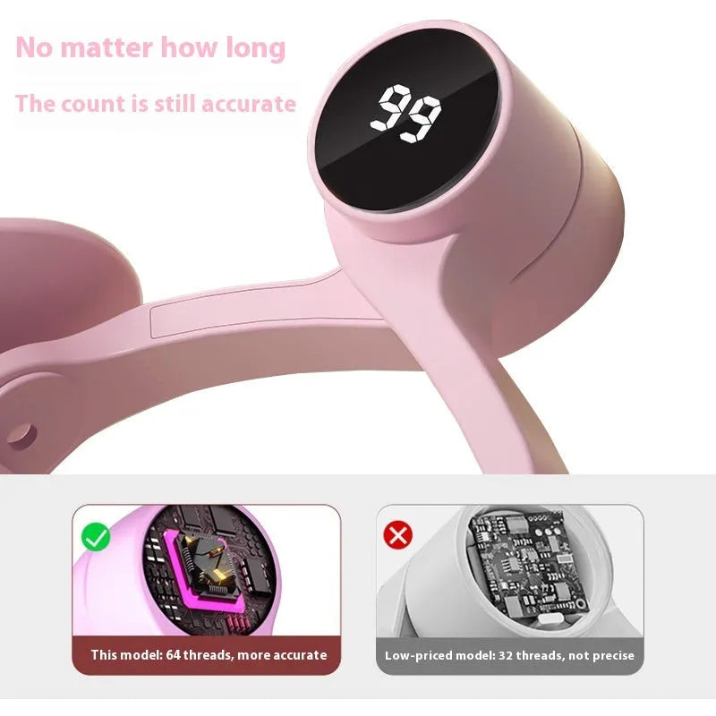 Pink pelvic floor muscle trainer with rubber coating and three gear adjustment settings