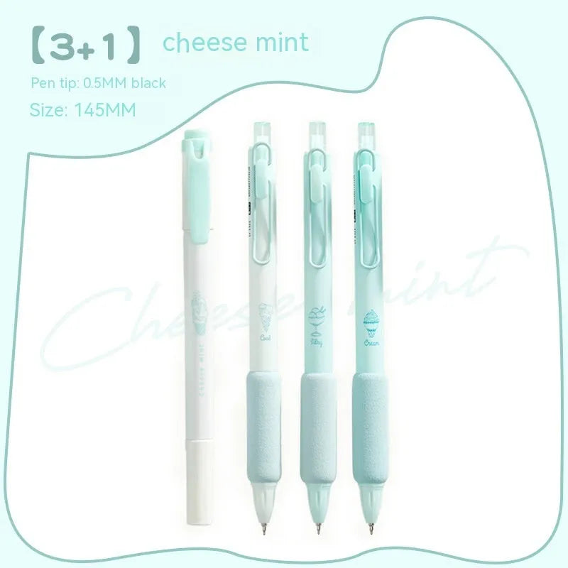 Double-headed fluorescent calligraphy pen with sponge press for student handwriting practice.